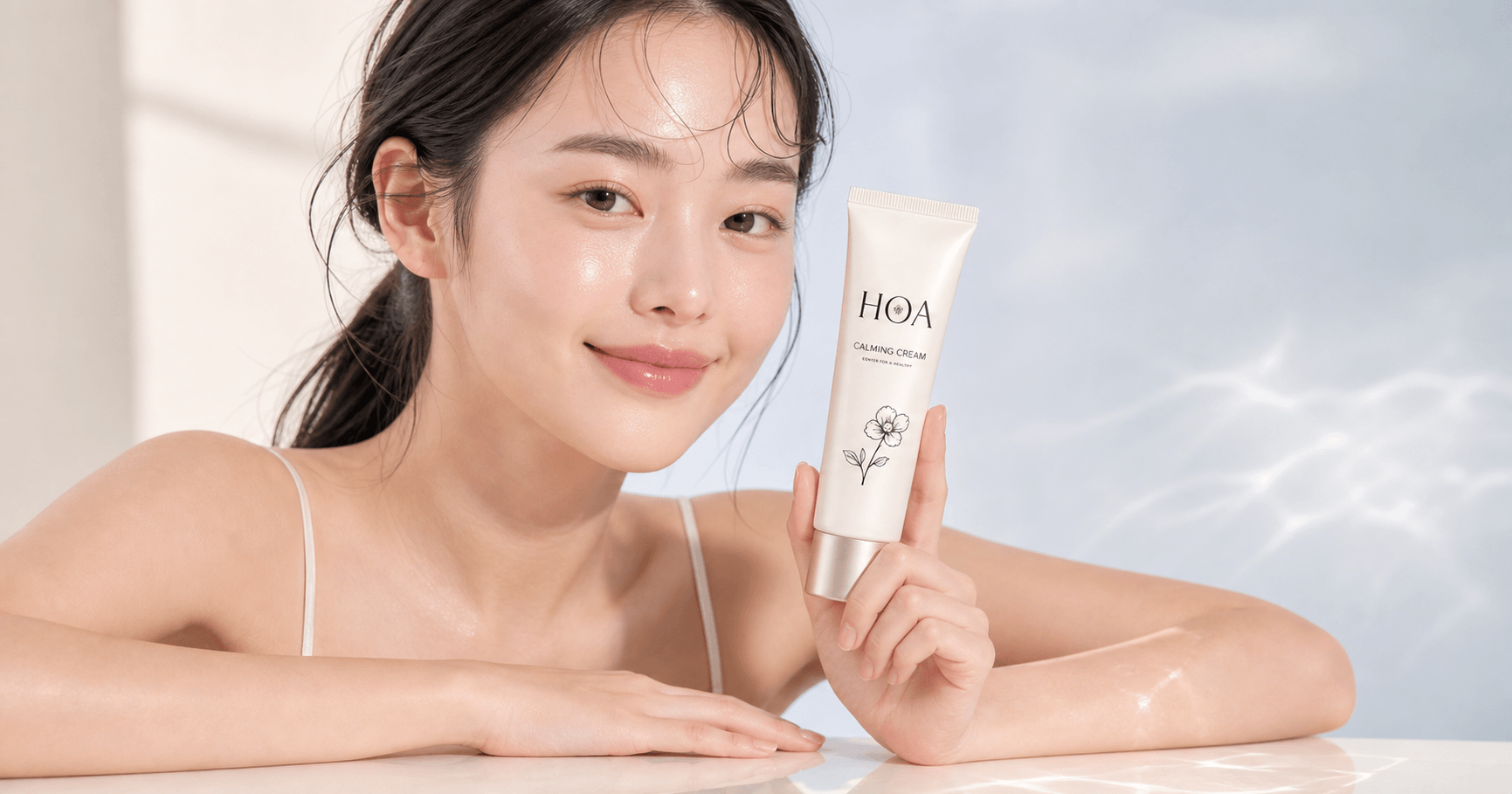 Người mẫu HOA cùng kem dịu da